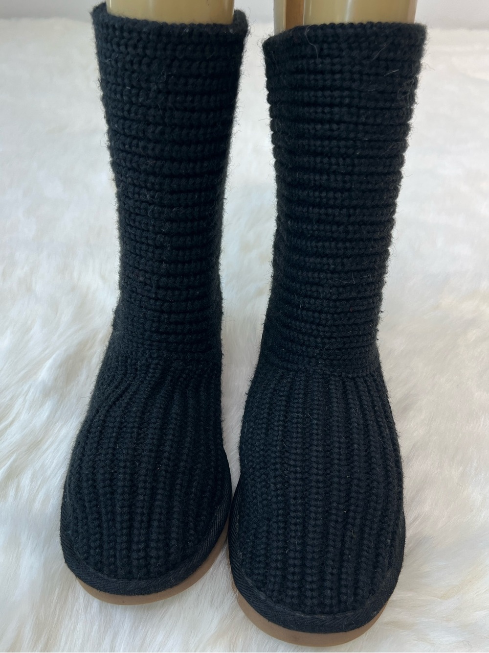 Y2K UGG Black Knit Tall Sock Boots women size 6 Gothic steampunk